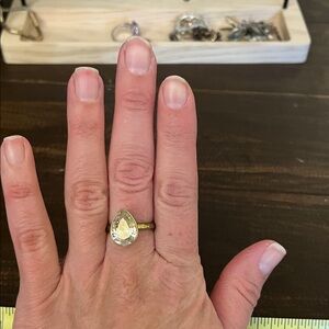 Gold Teardrop Citrine Ring - Women's Fashion Band